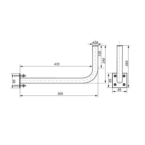 Soporte antena fijación a pared y mástil